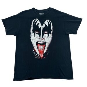 KISS Gene Simmons Men L The Demon T-Shirt Black 2015 Mad Engine Rock Band Tee